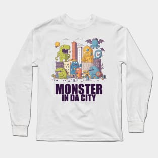 Monster in da City 01 with Text Long Sleeve T-Shirt